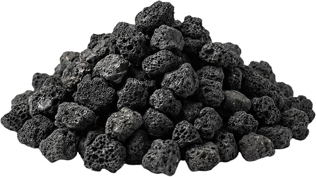 Lava Rock Granules, Size 1/2"-1" inch, for Fireplace, Fire Pit or Bowl, Outdoor and Indoor Volcanic Rock for Natural Gas or Propane Fires, Black 2, Pounds