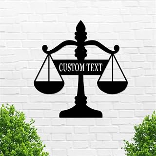 Personalized Lawyer Metal Sign Custom Law Firm Sign Attorney Lawyer Office Sign Wall Decor Scales of Justice Metal Wall Art Law School Student Graduation Gift Lawyer Gift, 14'', Style 1