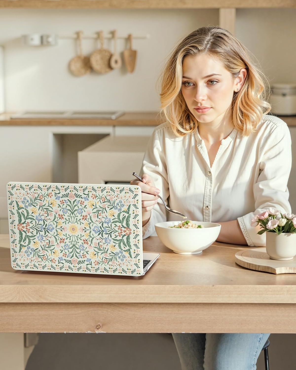 iCasso Compatible with MacBook Air 13 inch Case 2020-2018 Release A2337 M1 A2179 A1932, Slim Anti-Scratch Protective Plastic Hard Shell Case+Keyboard Cover for Mac Air 13.3-Green Floral - Image 9