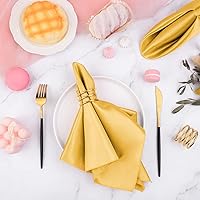 Vista 4 de MCEAST Juego de 8 servilletas de tela de satén y servilleteros, servilletas de tela suave y servilleteros para bodas, cenas de cumpleaños, reuniones