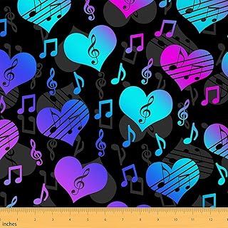 Erosebridal Music Note Fabric by The Yard Love Heart Printed Decorative ...