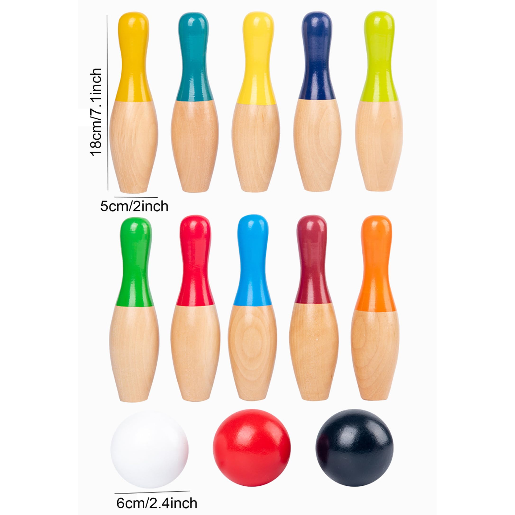 Juego de Bolos para niños, Juego Interactivo de Madera para niños pequeños de 2 a 5 años, arcoíris, 1, 7 kg.