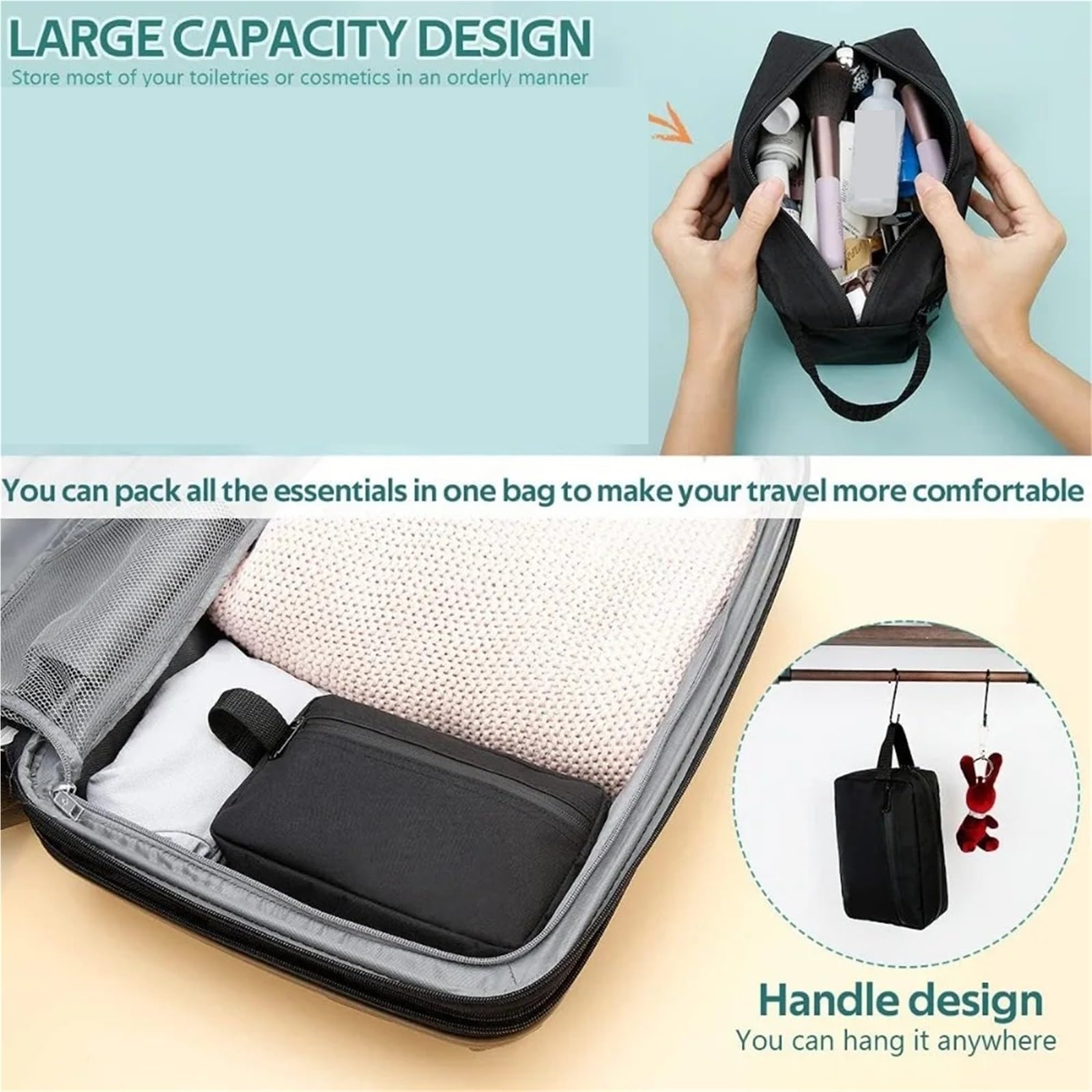 Neceser Neceser de Viaje for Hombre y Mujer, Bolsas de Almacenamiento Plegables, cepillos cosméticos, Herramientas, Bolsa de Almacenamiento, Accesorios de Viaje portátiles, Bolsa de Almacenamiento