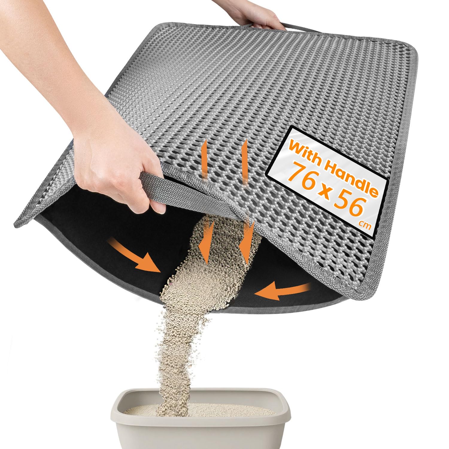 Conlun Katzenstreu Matte Katzenklo Matte, Wabenförmiges Doppellagiges Design, Urin- und Wasserdichtes Material, Katzenklo Unterleger Schwarz