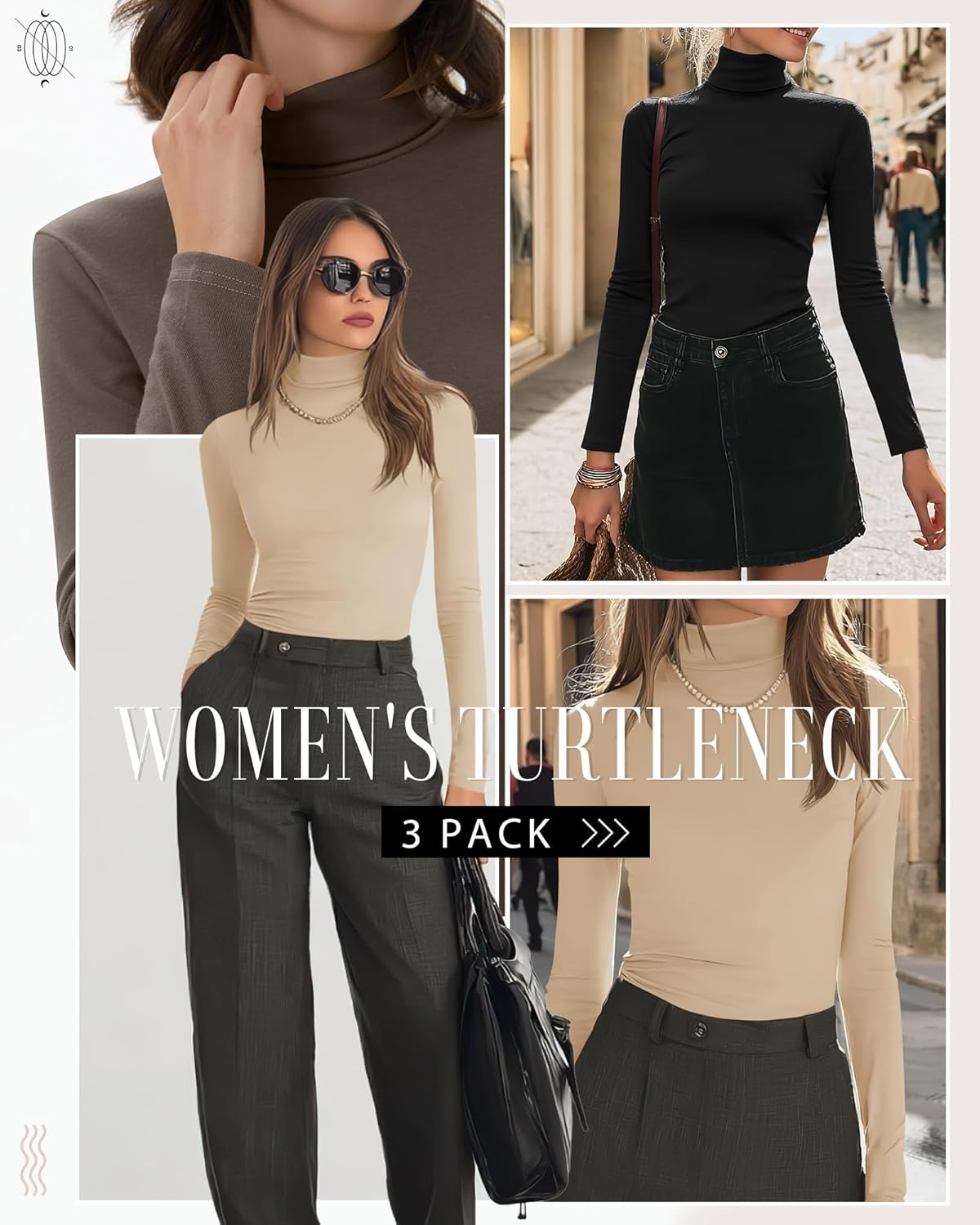 Neer 3 Pack Cotton Women's Turtleneck Long Sleeve Tops Thermal Underwear Base Layer Fall Winter Shirts Sweater - Image 2