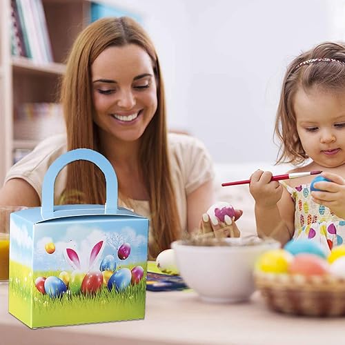Miniatura 4 de Hammont Cajas de dulces de Pascua  Paquete de 18  Cajas coloridas para regalos de fiesta con asa resistente  Perfecto para recuerdos de boda,