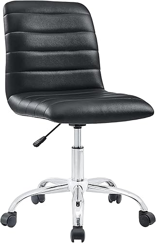 Miniatura 10 de Modway Silla de oficina de conferencias giratoria sin brazos acanalada ondulada con respaldo medio en blanco