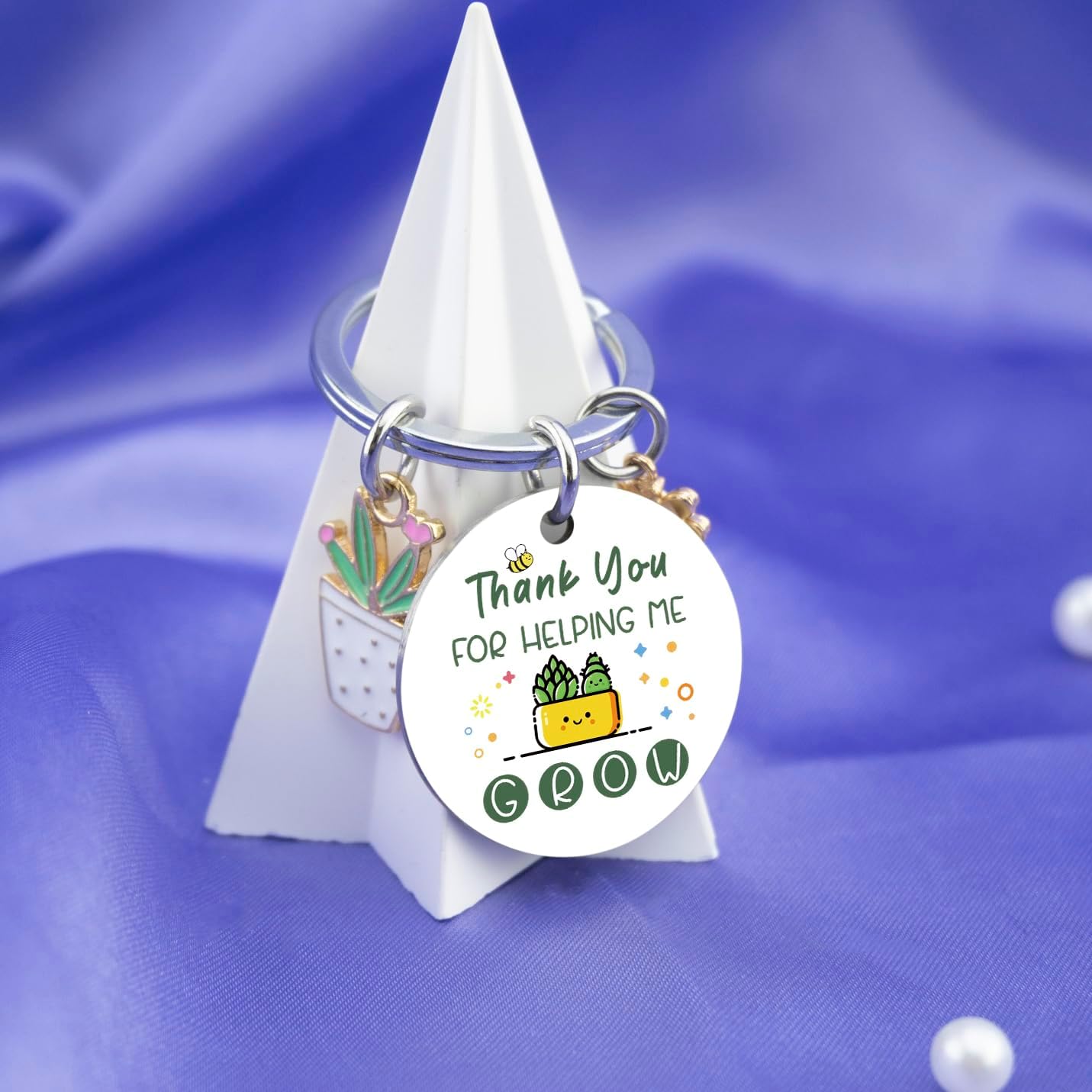 Teacher Appreciation Gifts for Women Meaningful End of Year Teacher Keychain Gifts for Daycare Kindergarten Preschool Teachers Mentor Teachers Day Gift Idea-Thank You for Helping Me Grow - Image 3