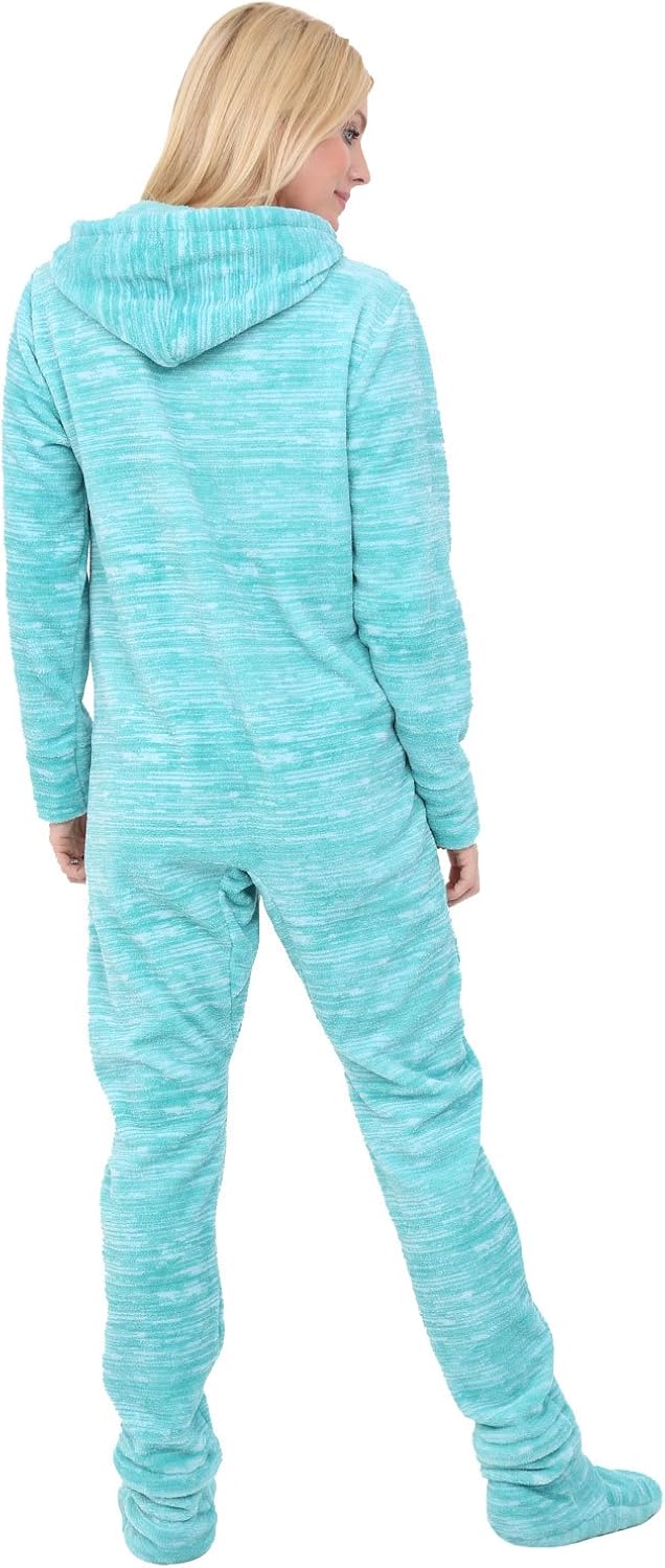 Alexander Del Rossa Women's Warm Fleece One Piece Footed Pajamas, Adult Onesie with Hood : Clothing, Shoes & Jewelry
