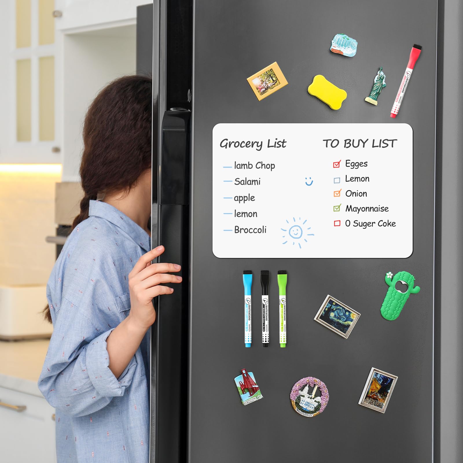 3-Pack Magnetic Dry Erase Boards For Fridge - 23.2x16.5 Inch Erasable Whiteboard With Markers