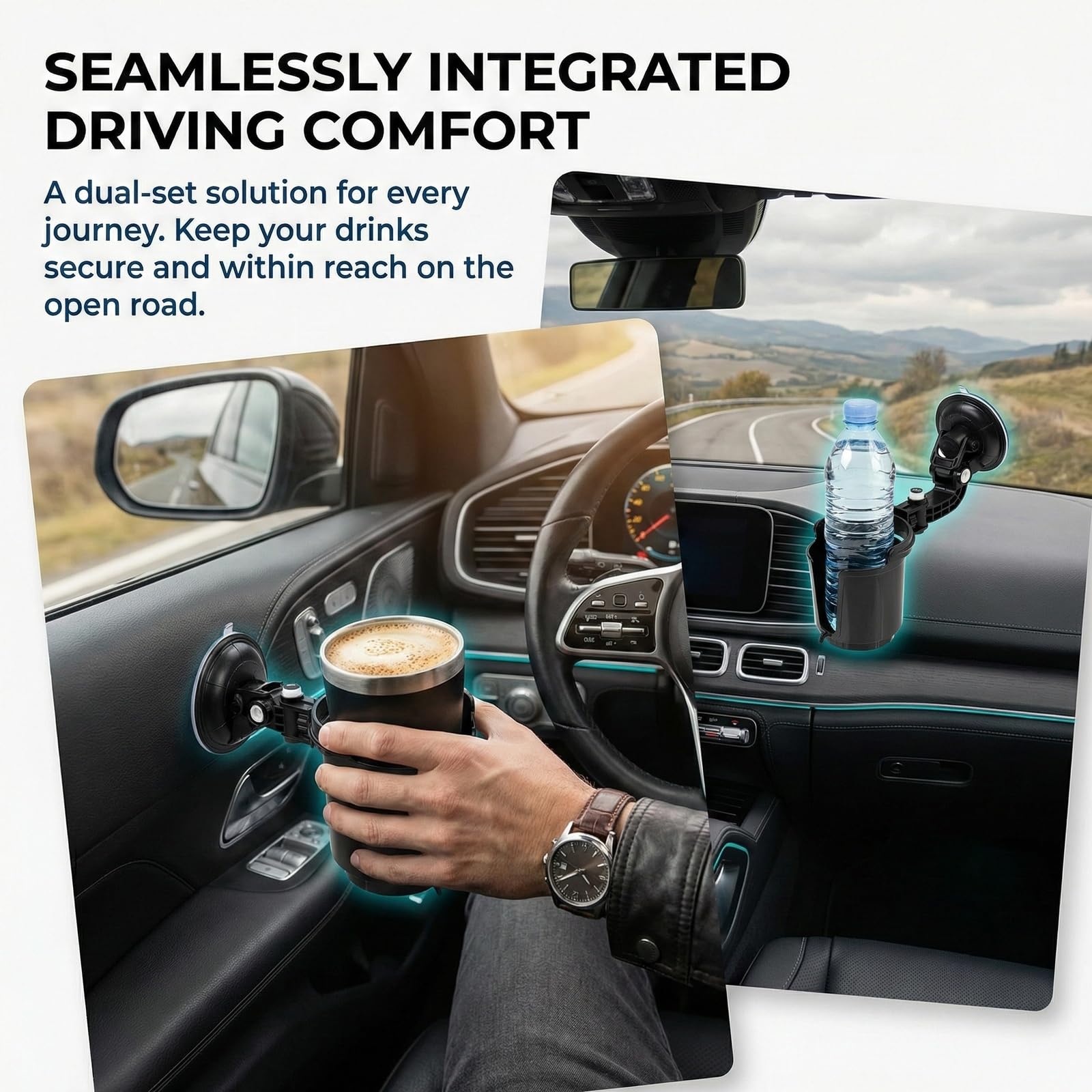 Soporte para bebidas para coche, 2 unidades, soporte para botellas de coche, soporte para botellas, soporte para vasos, ventosa para coche, soporte para bebidas, adaptador para barco, kayak