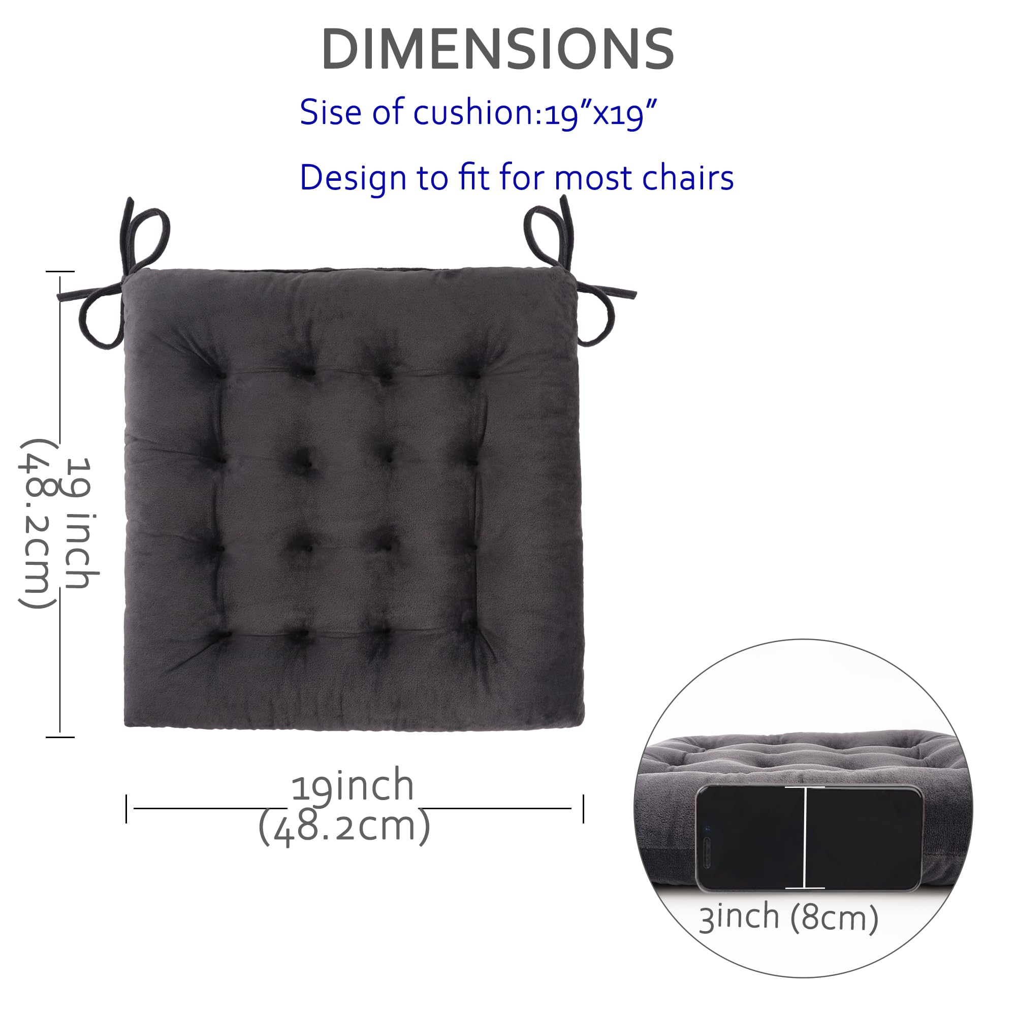 ELFJOY Dining Chair Cushion 19 X 19 Set Of 4 Extra Large Kitchen Chair Cushions