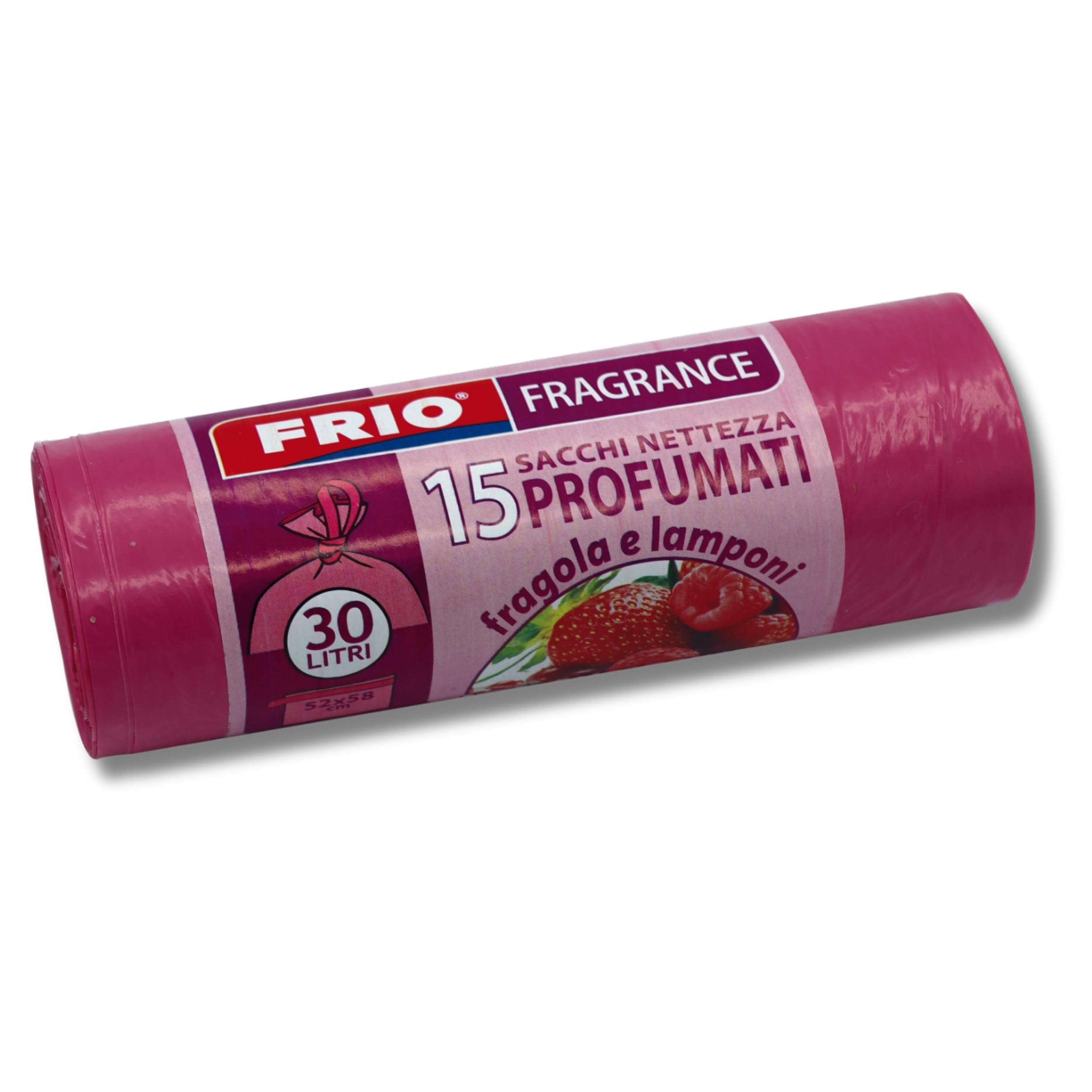 FRIO Aroma – 360 sacs poubelle parfumés 30 L, 24x15 unités, rose | Parfum Fraise & Framboise | 52x58 cm | Sacs solides petits pour cuisine et tri sélectif