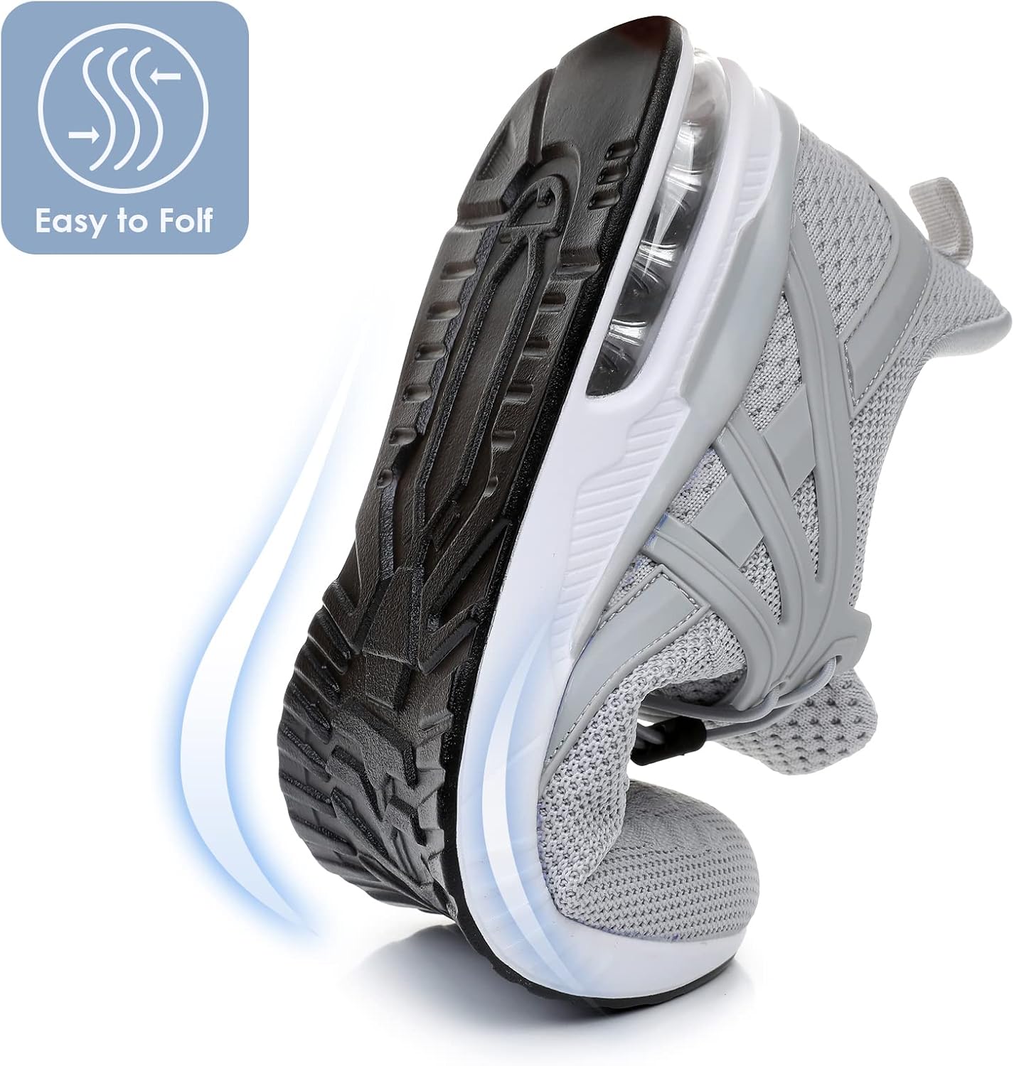 BOGOVER Men's Walking Shoes Non Slip Running Tennis Shoes Breathable Lightweight Air Cushion Sneakers for Tennis Gym Jogging(Grey, Numeric_12)