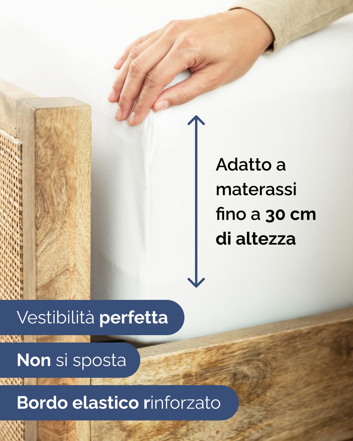 Lenzuolo con angoli 180x200 Bianco, profondità 30 cm - Lussuoso lenzuolo con angoli - Per materassi fino a 30 cm (12") di altezza - Morbido, senza pieghe e traspirante - 180x200 - singola