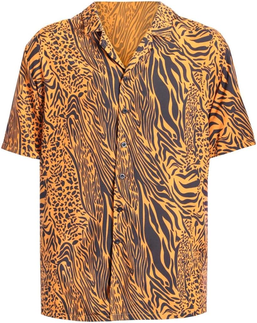Adults Tiger Shirt - Orange and Black Tiger Print Shirt - Adults Halloween TV Movie Fancy Dress Costume