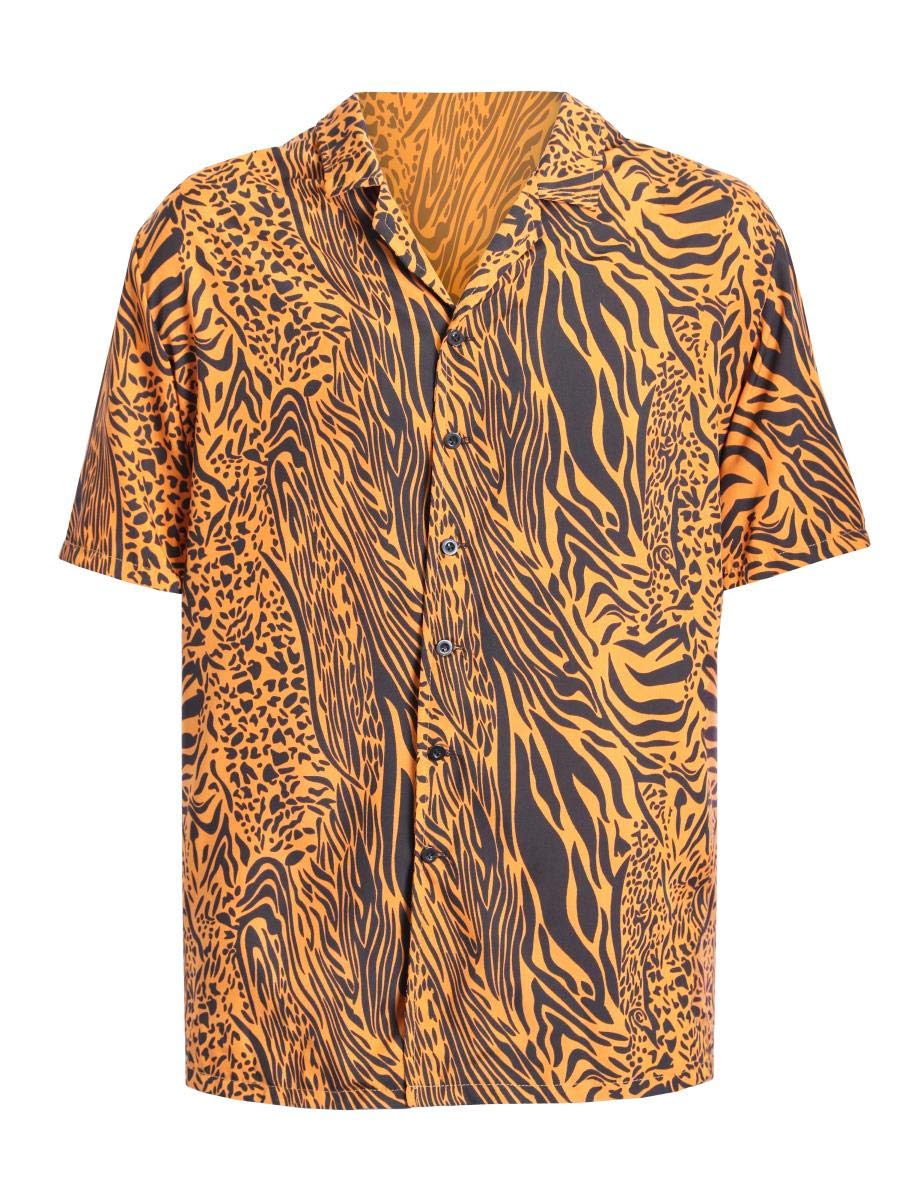 Adults Tiger Shirt - Orange and Black Tiger Print Shirt - Adults Halloween TV Movie Fancy Dress Costume