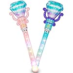 ArtCreativity Light Up Princess Wands for Kids (Set of 2) - Pink and Blue Fairy Wands with Spinning LEDs, Batteries Included - Light Up Wand for Girls and Boys, Perfect Pretend Play Toys