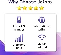 Vista 4 de Jethro Mobile Plan prepago – 30 días de conversación y texto ilimitados + 3 GB de datos de alta velocidad Funciona con iPhone, Android y teléfonos
