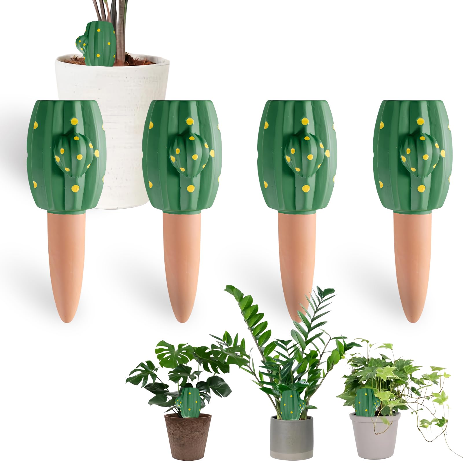 MKNZOME Automatic Plant Waterer, 4 Pack Terracotta Self Watering Plant Spikes Plant Watering Devices for Wine Bottles Vacation Clay Plant Garden Watering Stakes for Indoor & Outdoor Plants — image 1