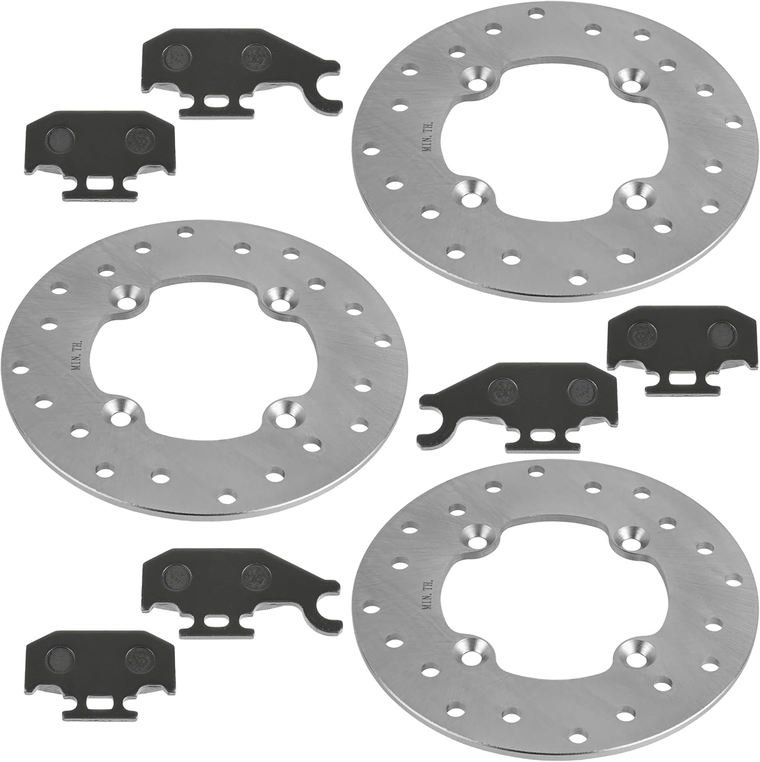 Caltric 3 Front and Rear Brake Rotor Disc with Pads Compatible with Can-am Renegade 800 800R 2007-2011