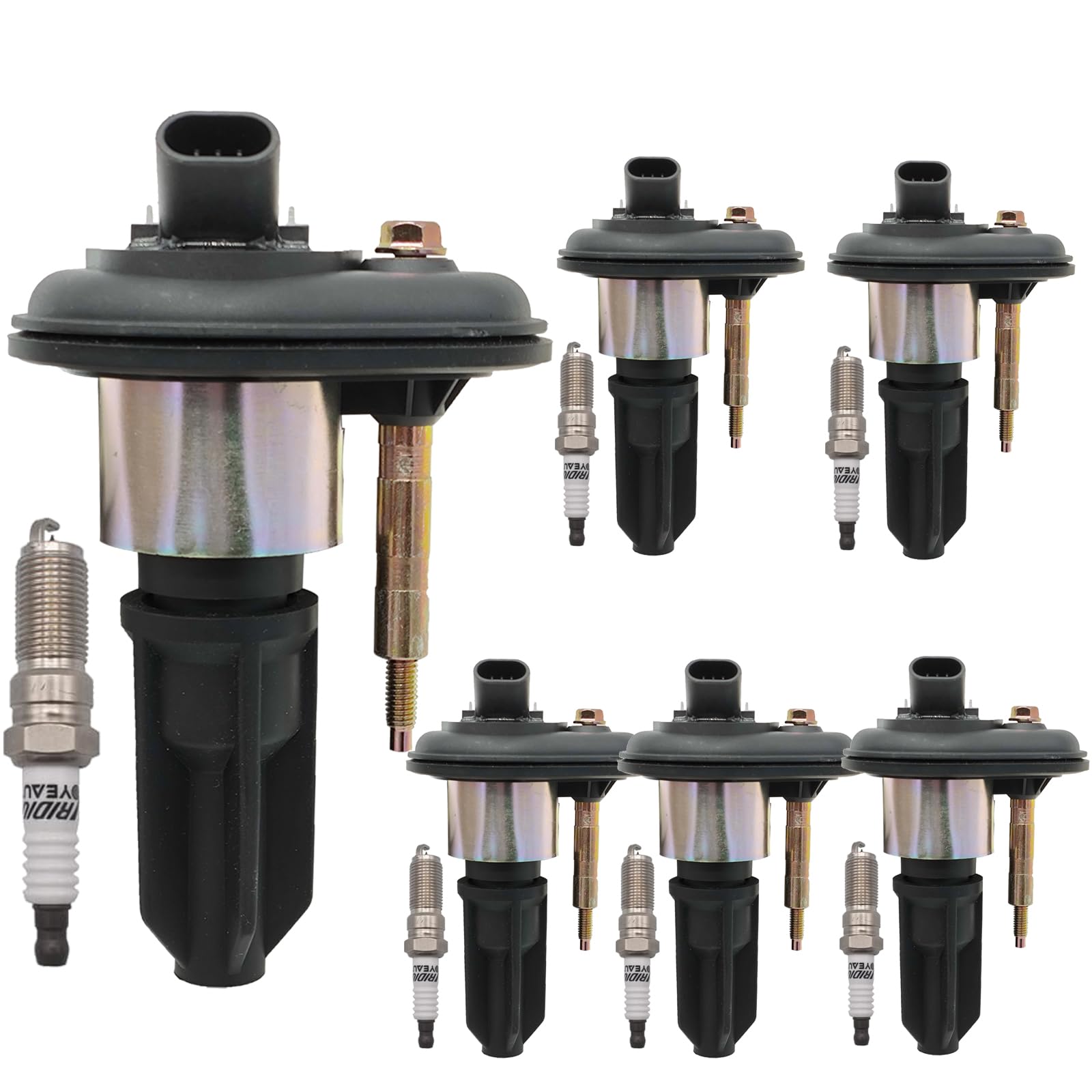 UF303 Ignition Coil Pack 8125680620 and Iridium Spark Plugs Set Of 6 Fit For Chevrolet Trailblazer,Trailblazer EXT 2002-2005&GMC Envoy,Envoy XL 2002-