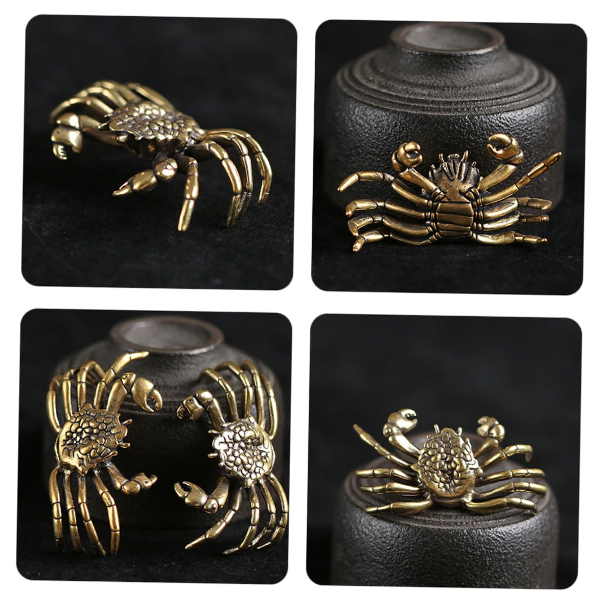 ZXQUEGF Retro-Krabben-Ornament, Krabben-Skulptur, Retro-Tierskulptur, Desktop-Krabben-Statuen, Feng Shui Krabben-Ornament, chinesische Feng Shui-Krabbe, Gold, Reichtum, Statue, Retro-Krabben-,