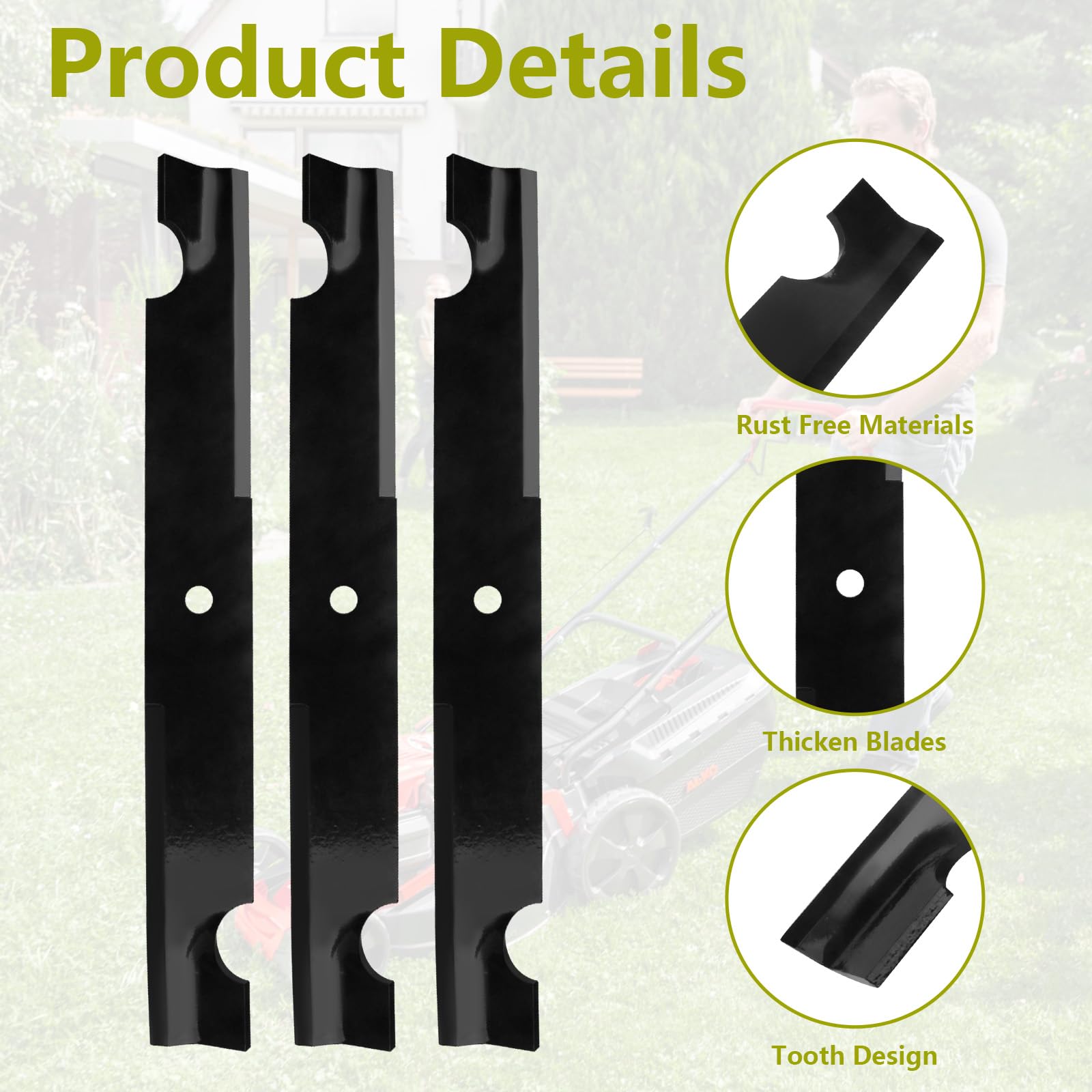 superbobi Cuchillas para cortacésped Bobcat con cubierta de 61 pulgadas, para Ferris 1520842, 1520842S, 5020842, 5101755, Bobcat 112111-03, Scag 48111, 481708, 481712 (juego de 3)