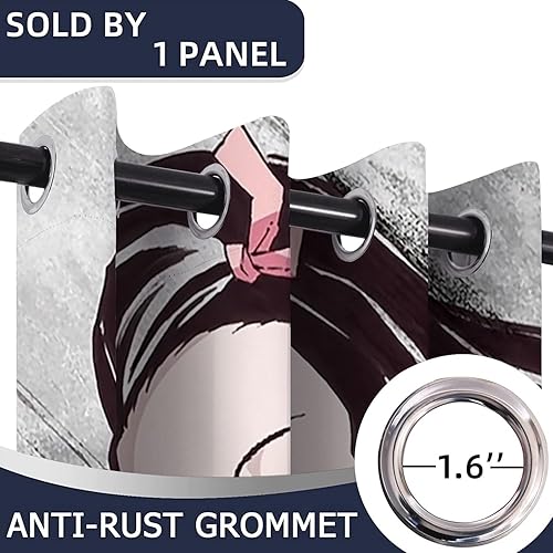 Miniatura 4 de JUNHAOLONG Kamado Nezuko - Cortinas opacas para puerta de anime, para armario de dormitorio de niños, con ojales, aislamiento térmico, cortinas de