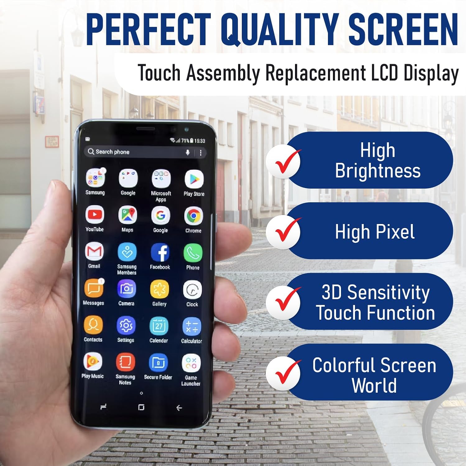 [Original Quality] S23 Ultra Screen Replacement for Samsung Galaxy S23 Ultra 6.8" Display Touch Digitizer with Phantom Black Frame – LCD Assembly by SpeedyGadget