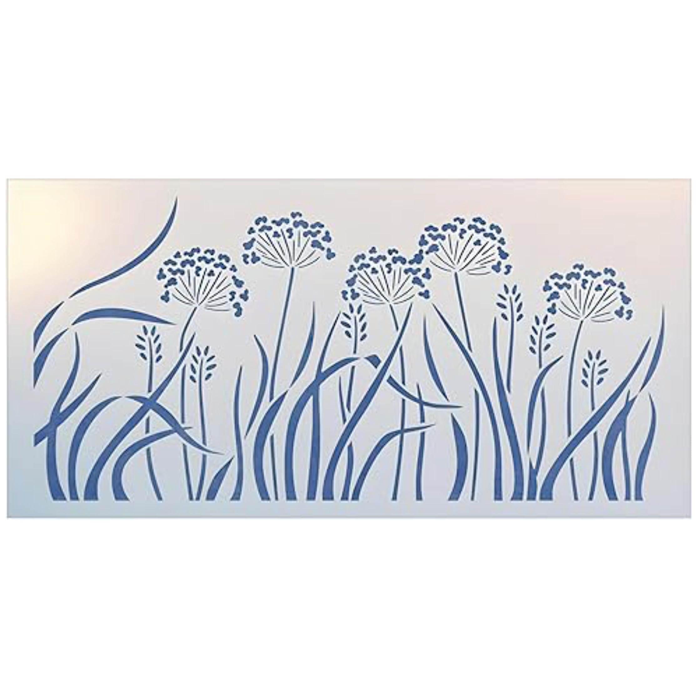 Wildflower Garden Border Stencil Template - 22" x 10.5"- for Painting Walls, Furniture & Crafts Reusable 10 Mil Mylar Plastic, Nature Floral Stencil