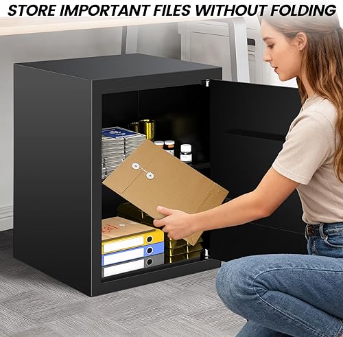 Miniatura 9 de Caja de seguridad para el hogar, caja de seguridad de 2.5 pies cúbicos con bolsa ignífuga e impermeable, cajas de seguridad antirrobo con teclado de