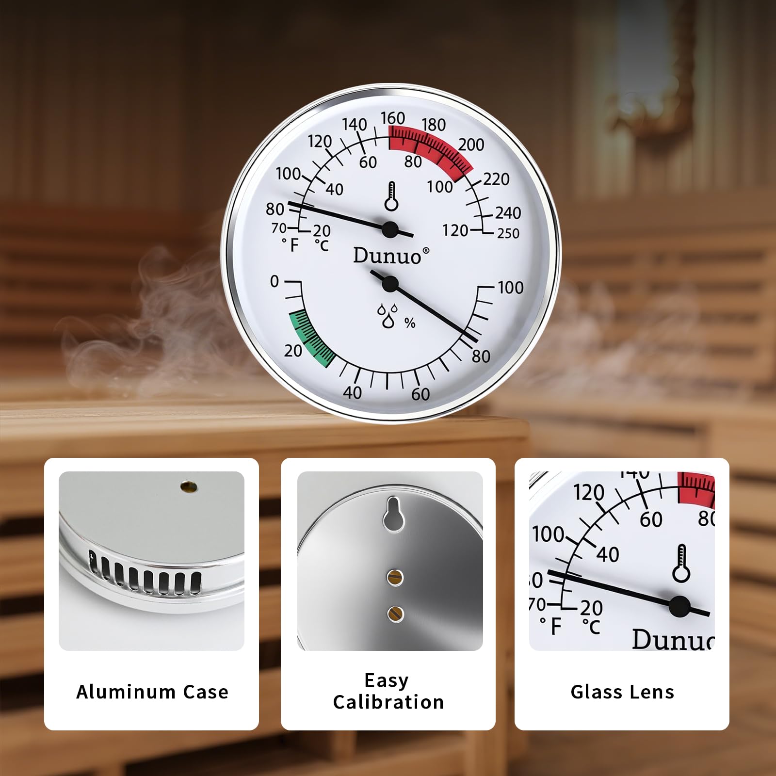 Aluminum Sauna Thermometer - Temp & Humidity -4 Aluminum Sauna Thermometer - Temp & Humidity -4