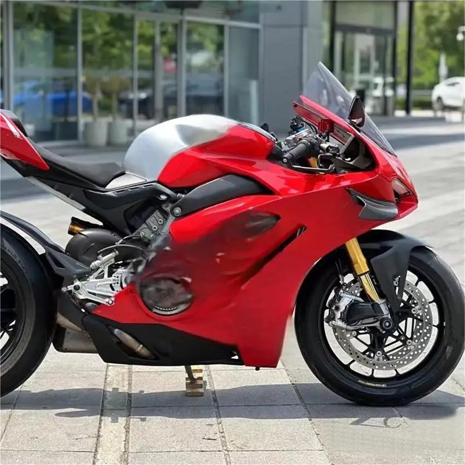 Refrigeración de Pinza de Freno Radiador de Pinza de Fibra de Carbono Modificado para Ducati V2/V4 Street Fighter V2/V4, radiador de guía de Aire de Freno Delantero.(A3)