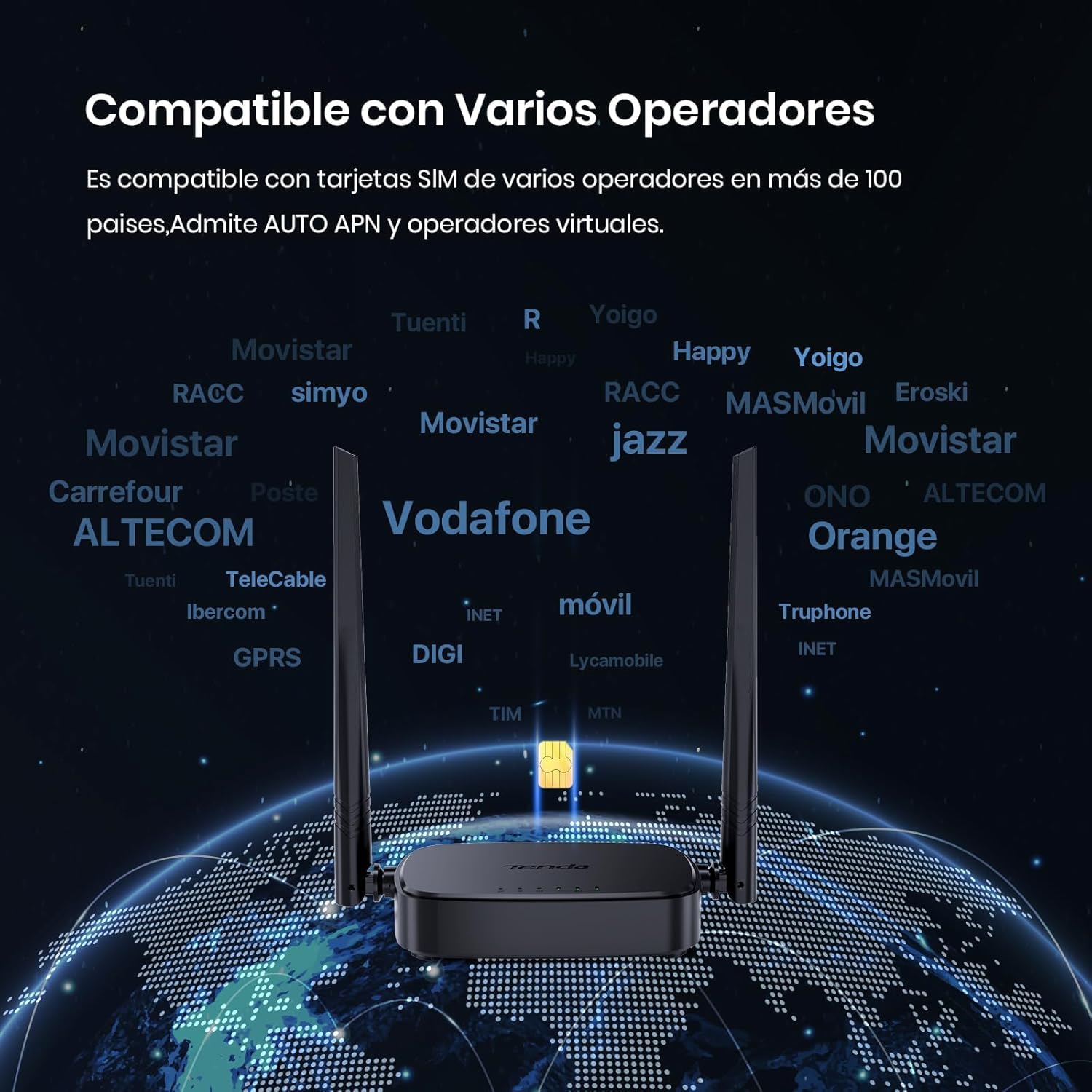 Tenda 4G03 Pro - Router 4G SIM, Wireless LTE CAT4, Router 4G con Tarjeta SIM Velocidad hasta 300Mbps, Plug&Play, LAN/WAN Ethernet Port, Charge with Powe Bank, Compatible con múltiples operadores