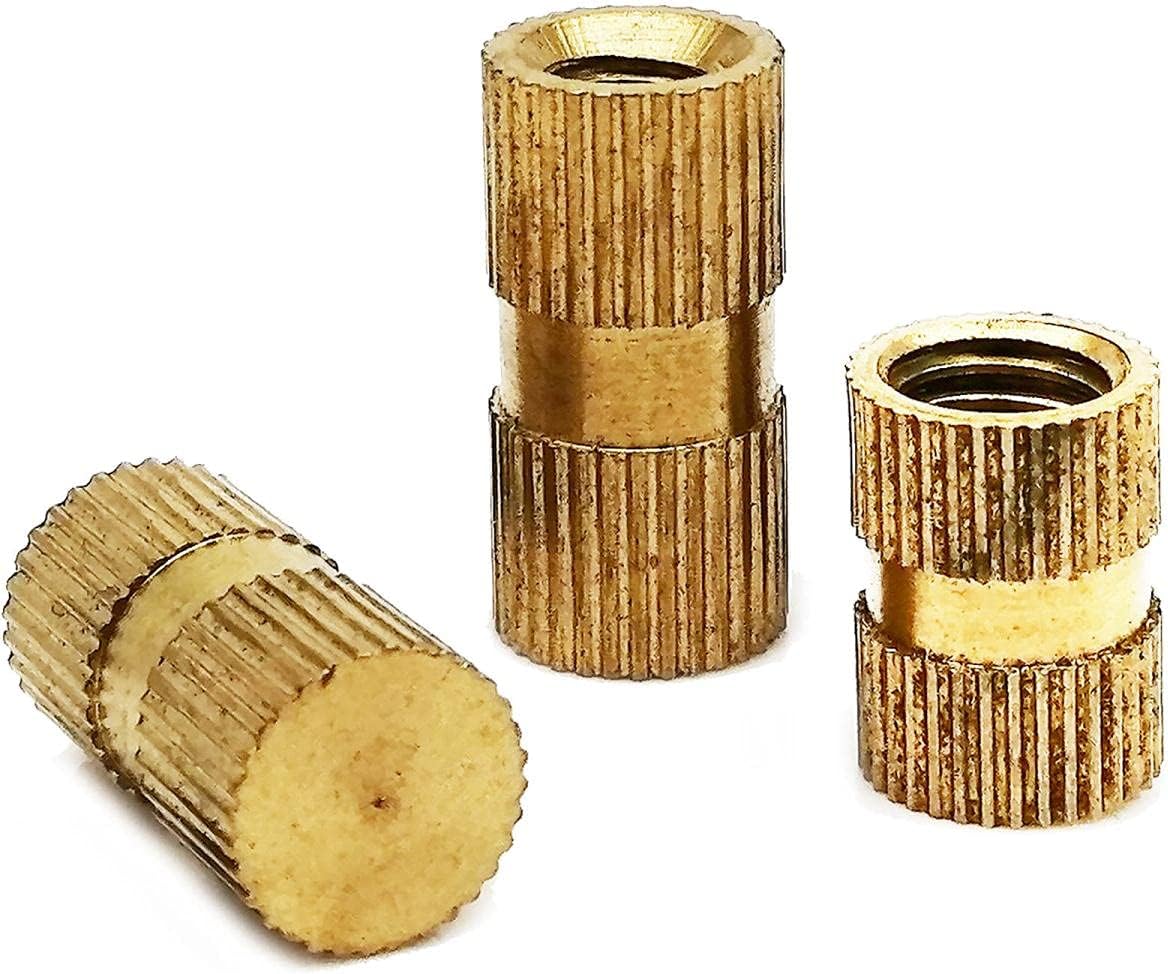 5/10/25pcs M3 M4 M5 M6 M8 Type B Solid Brass Copper Injection Molding Knurl Embedded Insert Nut Single Pass Blind Hole-5pcs M8(OD 10mm),20mm Long