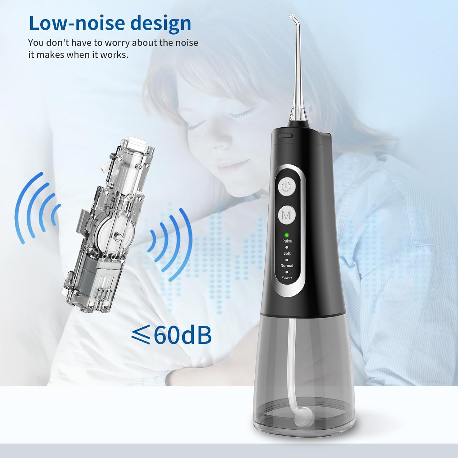 Oral Irrigator with 4 Modes, 300ml Tank, Cordless & Rechargeable, Waterproof