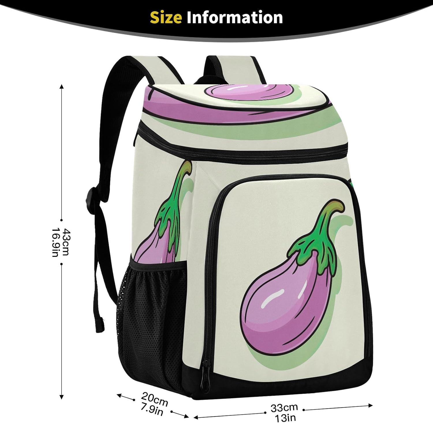 Purple Eggplant Cooler Backpack 36 Cans Leakproof Waterproof Backpack Cooler Bag Beach Accessories Travel Camping Fishing Backpack for Women Men