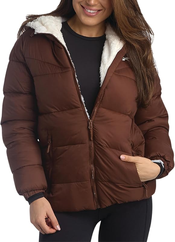 Womens Heavyweight Quilted Puffer Parka, Faux Fur Lined with Pockets