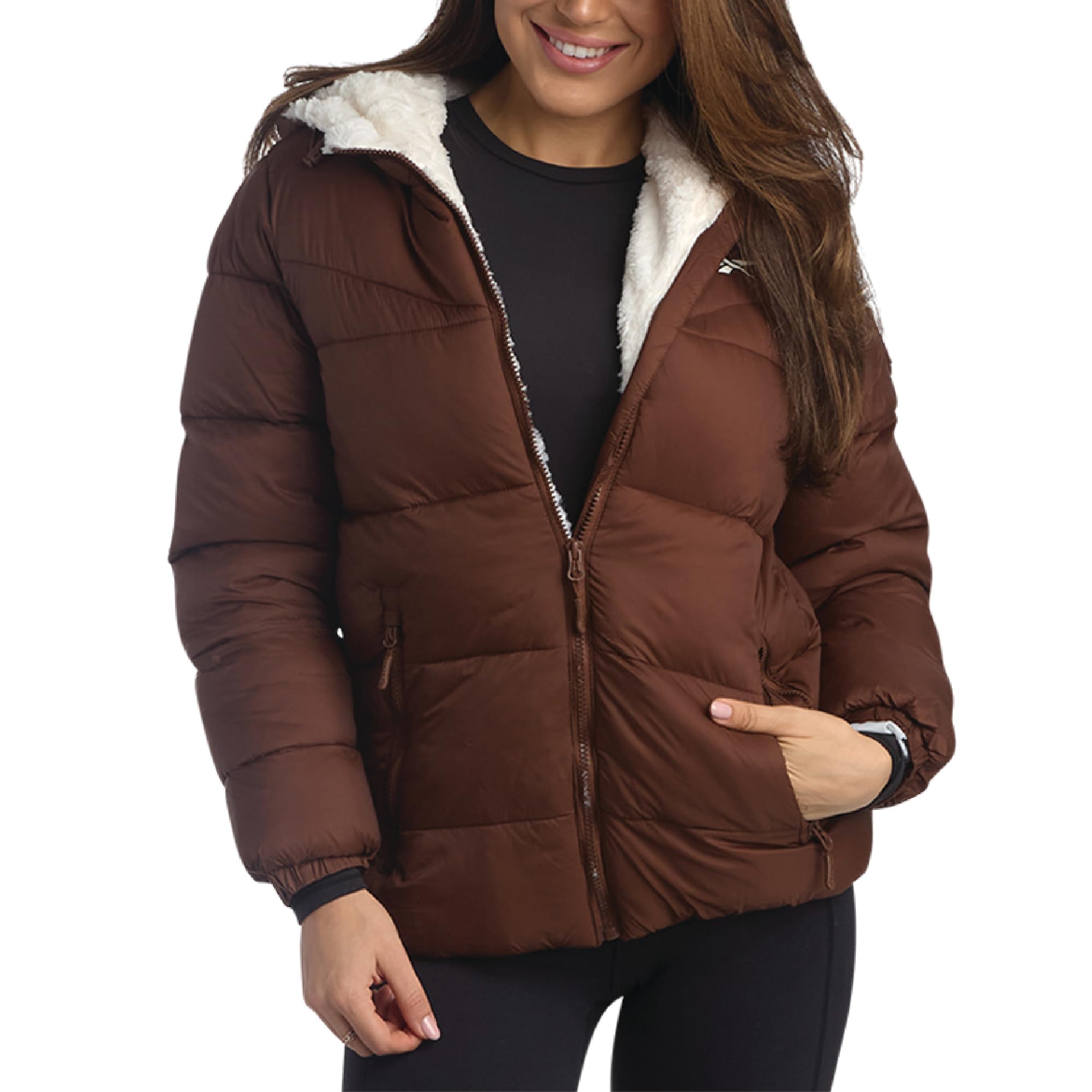 Reebok Womens Puffer Jacket - Heavyweight Quilted Parka Winter Coat - Fully Faux Fur Lined Ski Jacket for Women