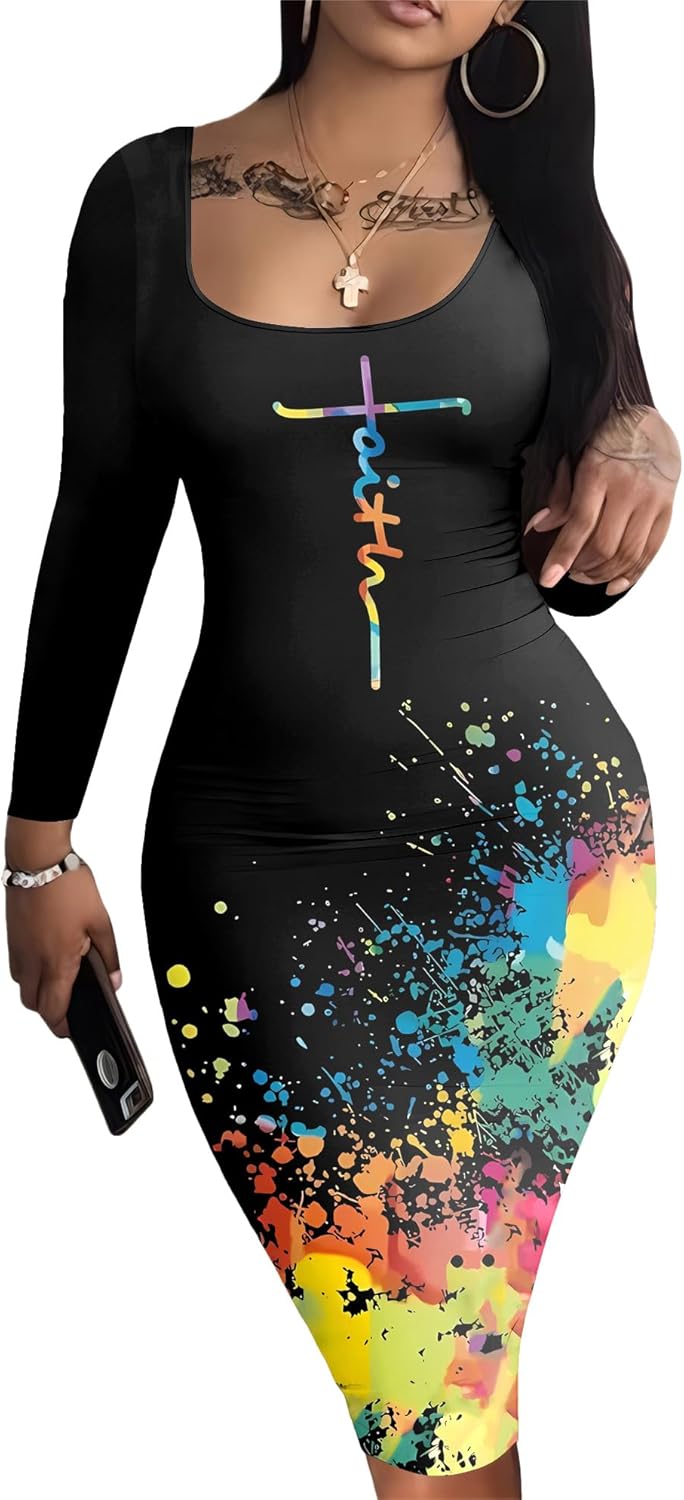 Nimsruc Womens Autumn Casual Sexy Long Sleeves Bodycon Dress Basic Pencil Midi Club Dresses