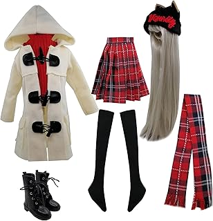 Proudoll Daily Outfits Wig Hat T-Shirt Skirt Stocking Coat Boots Scarf Clothes for 1/3 BJD Doll 60cm 24inches Dolls (Only Accessories(Without Doll), Beige-SLL)