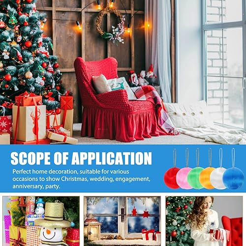 Miniatura 5 de Amosfun Adornos de bolas de Navidad de satén, 30 piezas de hilo de seda, bolas colgantes para árbol de Navidad, bolas coloridas, colgantes para