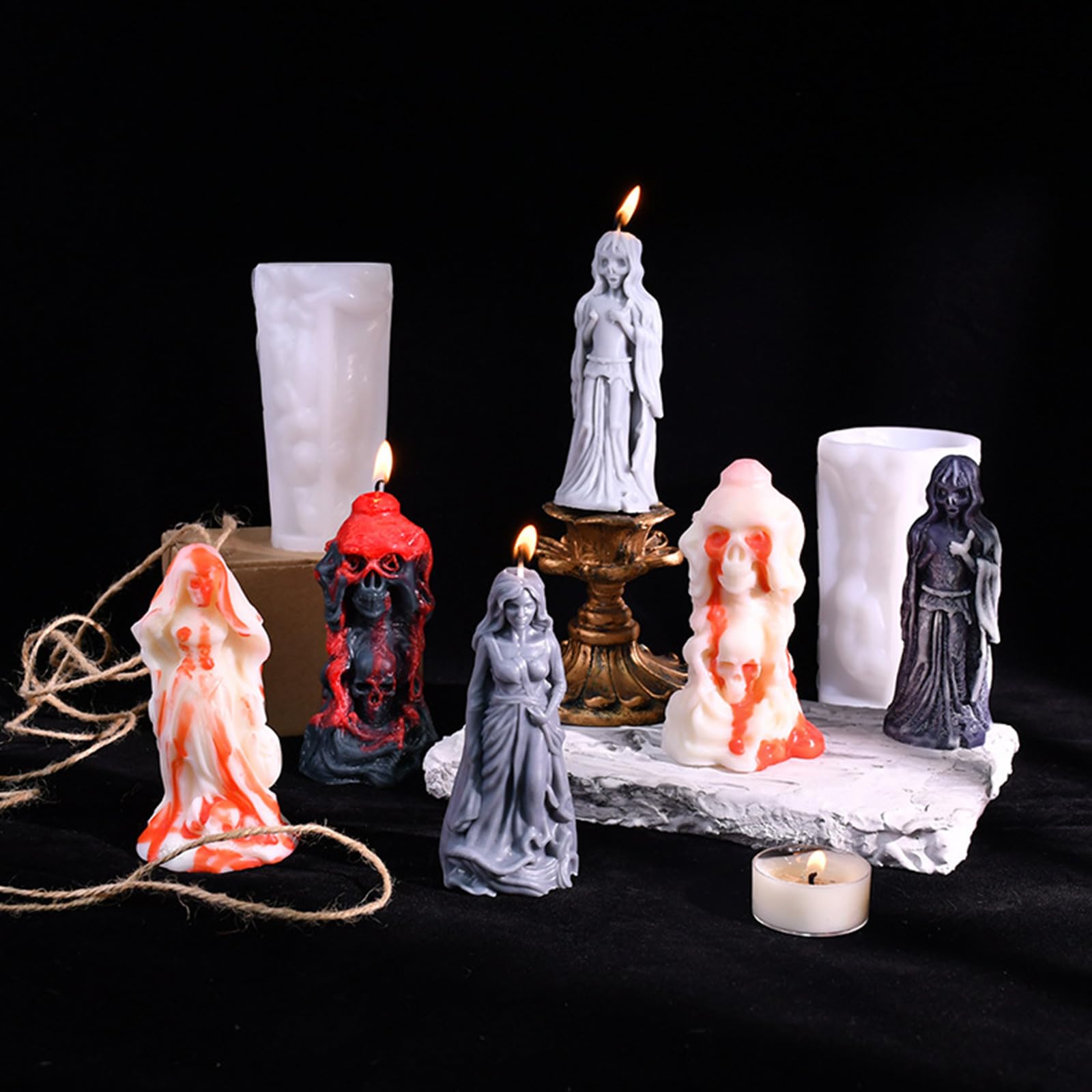 Generisch 4 moldes de silicona para velas, jabón, Halloween, fiestas de Halloween, decoración de novia