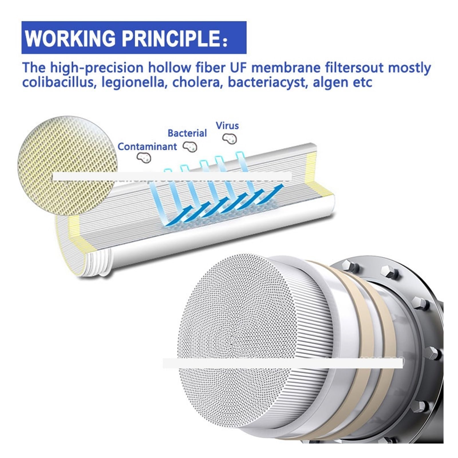 Di filtraggio 'acqua in acciaio inossidabile 304 Purificatore di ultrafiltrazione PVDF, 3000L, Filtri UF dritti for bevande commerciali for la cucina domestica(2000L)