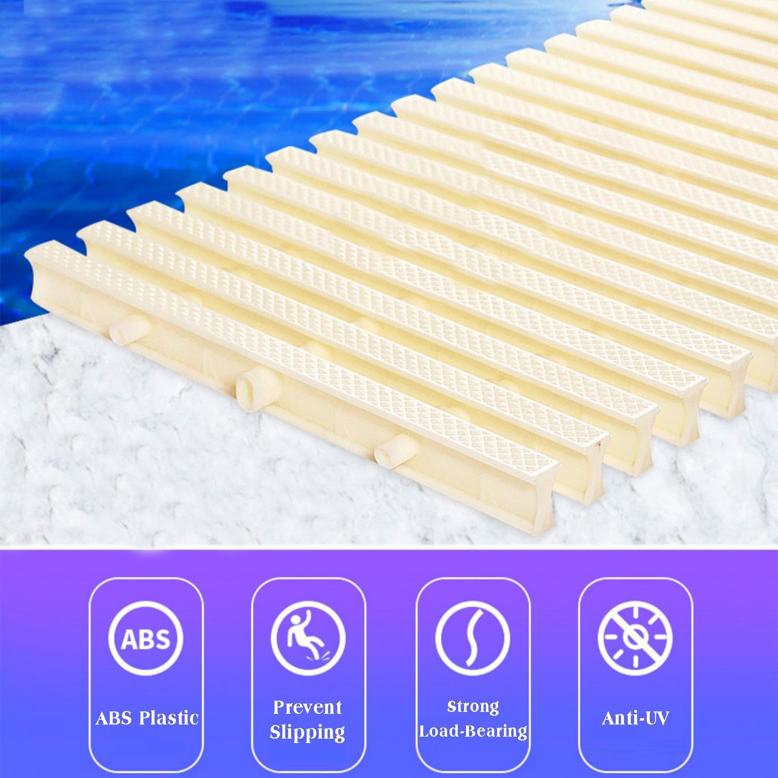 Rejillas para Piscinas, Rejilla de Drenaje para Piscinas, Cubierta de plástico ABS Resistente para entradas de vehículos, Patios y terrazas, 30x100 cm, Paquete de 6 Unidades - Equipo de prot