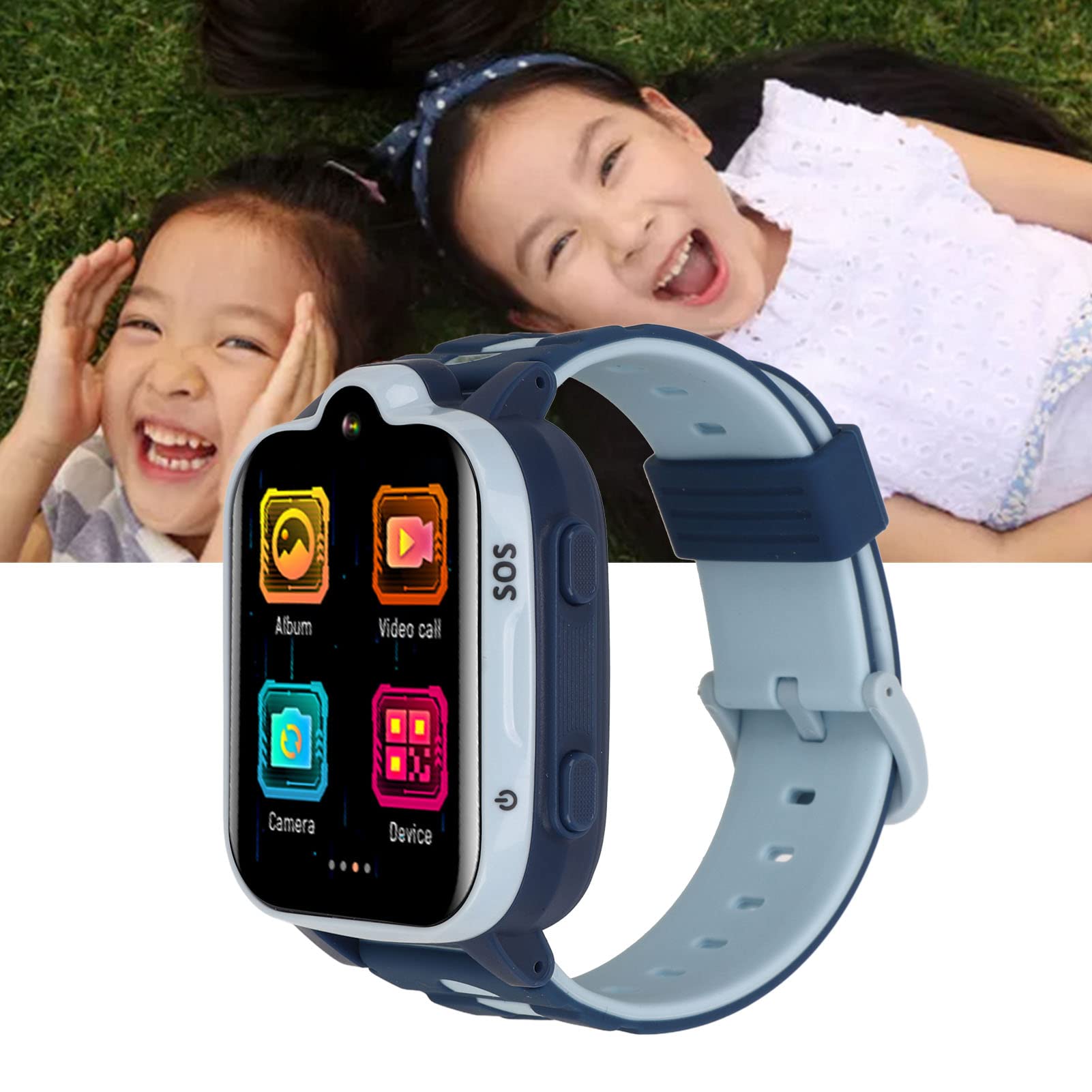 Reloj Inteligente 4G para Niños y Niñas - Teléfono Con Posición GPS, Videollamada, Cámara, IP67 Impermeable, Pantalla Táctil Smartwatch (Azul)