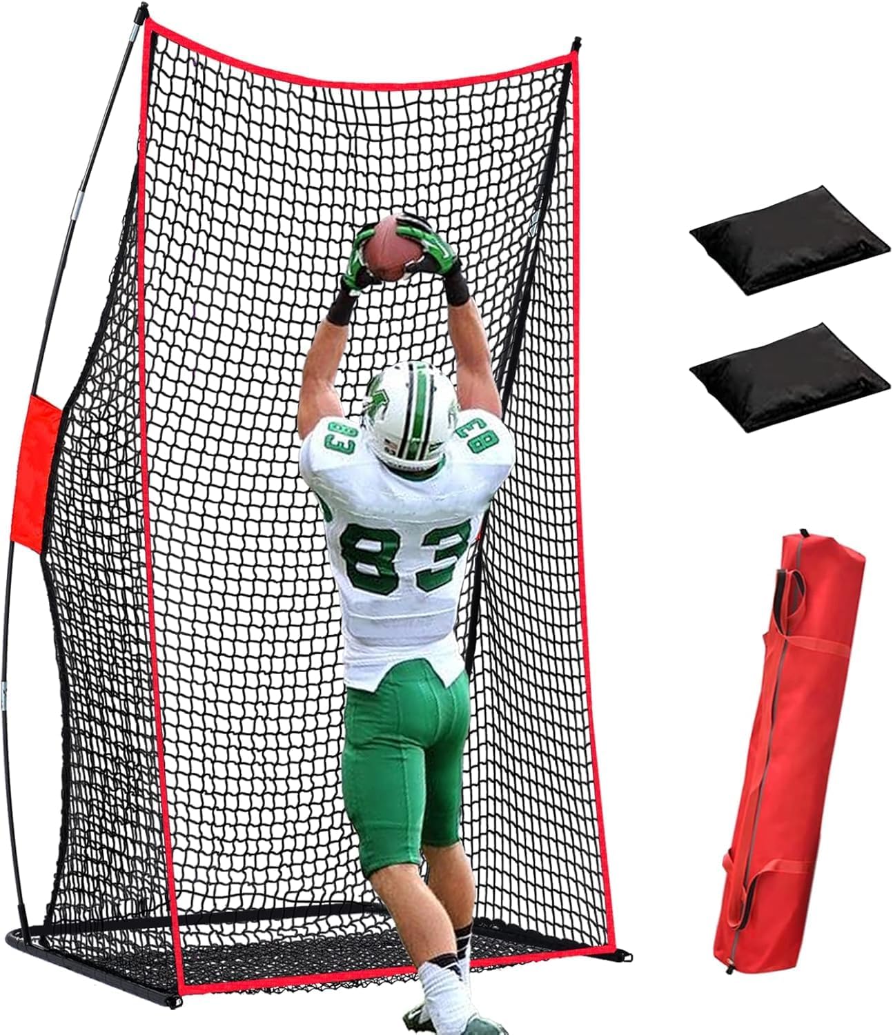 Football Kicking Net - Heavy Duty Portable Kicking Goal Cage with Bag - 4x7FT Professional Trainer for Coaches Youth Indoor & Outdoor Games