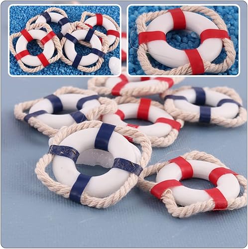 Miniatura 6 de TOYANDONA 15 piezas de casa de muñecas mediterránea, modelo de pared, decoración náutica, adorno de natación, decoración de boya para anillos,