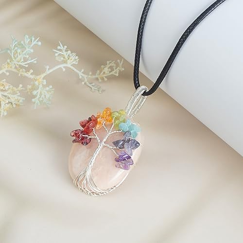 Vista 23 de Crocon Gemstone Pendant Necklace Handmade Reiki Healing Crystal Amulet Natural Stone Jewelry for Unisex Gift birthday Gifts for Women her him